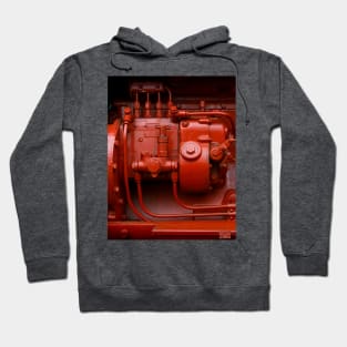 Red Tractor Motor. Vintage diesel Engine Portrait Hoodie